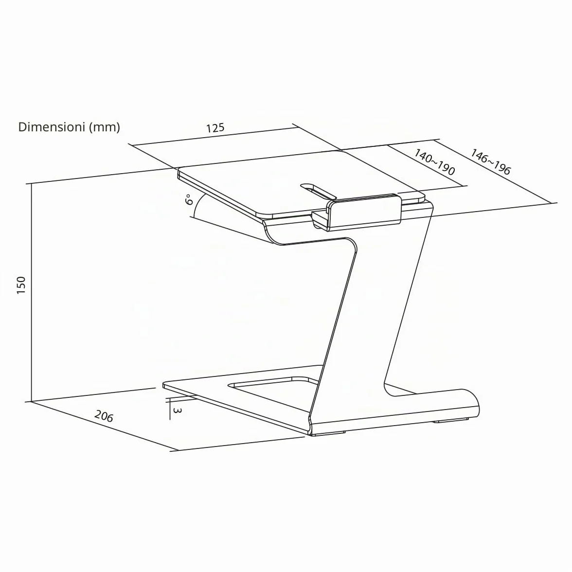 Supporto per altoparlante da tavolo HS33-3L, 2 altoparlanti, tappetino anti-vibrazione, inclinazione 6°, portata 10 kg
