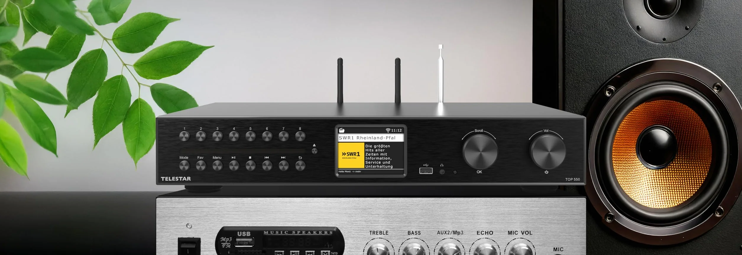 TELESTAR TOP 550 Sistema Hi-Fi con amplificatore e lettore CD 43 cm 2×30 W Radio Internet DAB+ Bluetooth Nero