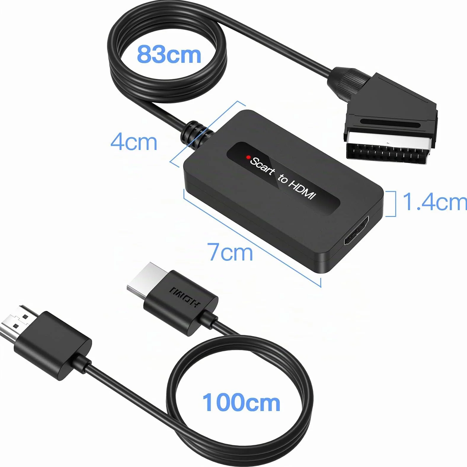 Convertitore da Scart a HDMI, Adattatore Maschio Scart HDMI Supporta Switch Uscita Full HD 1080P