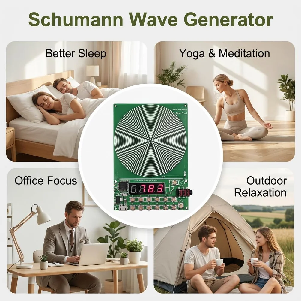 Generatore di frequenza Schumann da 7,83 Hz con display e porta USB, regolabile da 0,01 Hz a 100000 Hz, generatore di risonanza portatile per l'armonia ambientale in casa, in ufficio e per il relax.