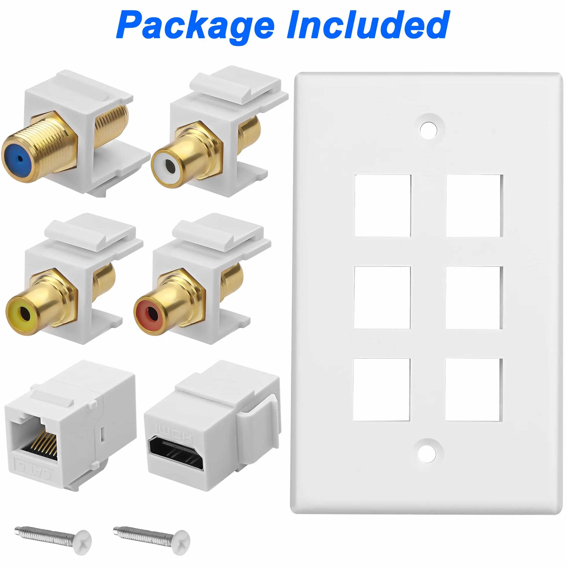 MEIRIYFA Pannello da parete HDMI RCA 6 porte Keystone 3 RCA + 1 Cat6 + 1 Coassiale TV + 1 HDMI Femmina