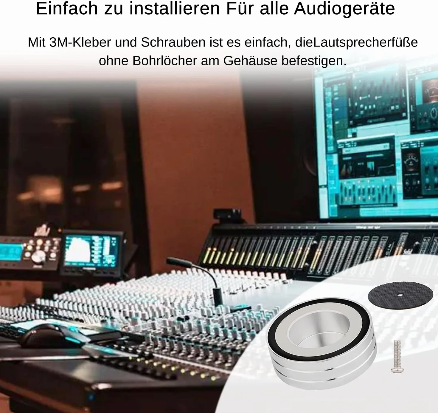 Monosaudio HiFi Spikes Pad 58 x 22 mm piedini in alluminio ammortizzatore per altoparlanti M4 x 0,7