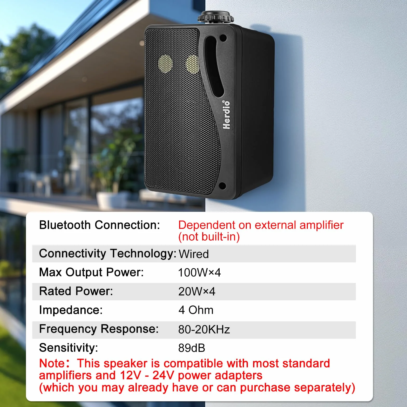 Herdio Altoparlanti Bluetooth 8 pollici Impermeabili Nero
