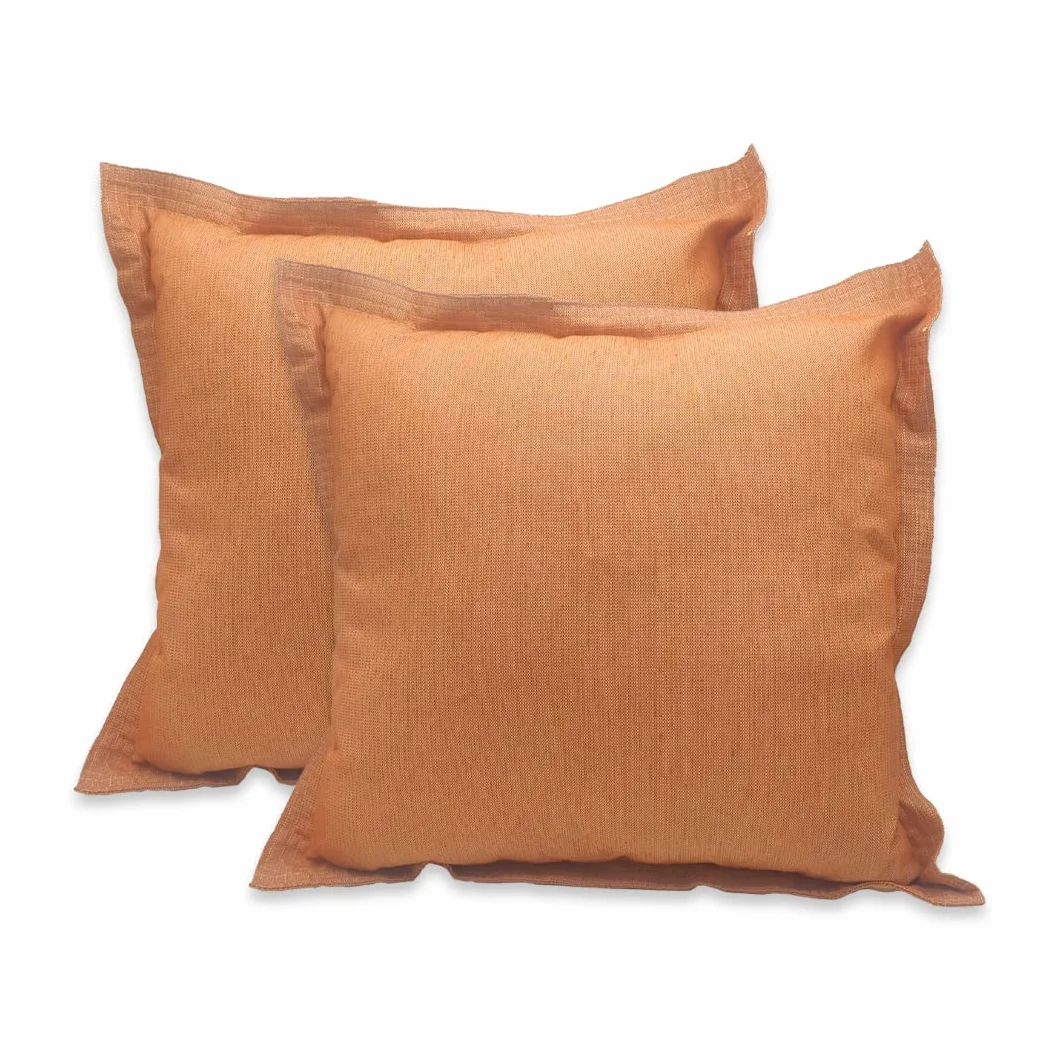 casaviva ® Set 2 cuscini Completi di Imbottitura in Misto Cotone Riciclato Effetto Canapa Idrorepellenti Made in Italy Interni ed Esterni Sfoderabili (50_x_50_cm, Arancione)