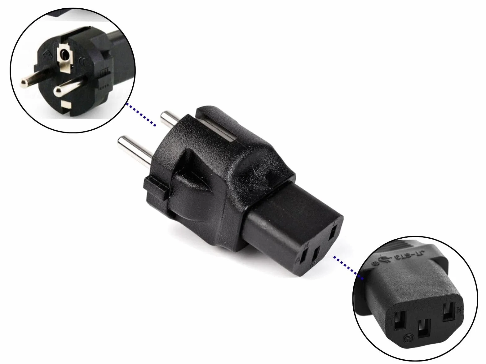Adattatore convertitore spina da Schuko maschio a presa femmina IEC320 C13 16A 250V per UPS - Cavi alimentazione - gruppi continuità