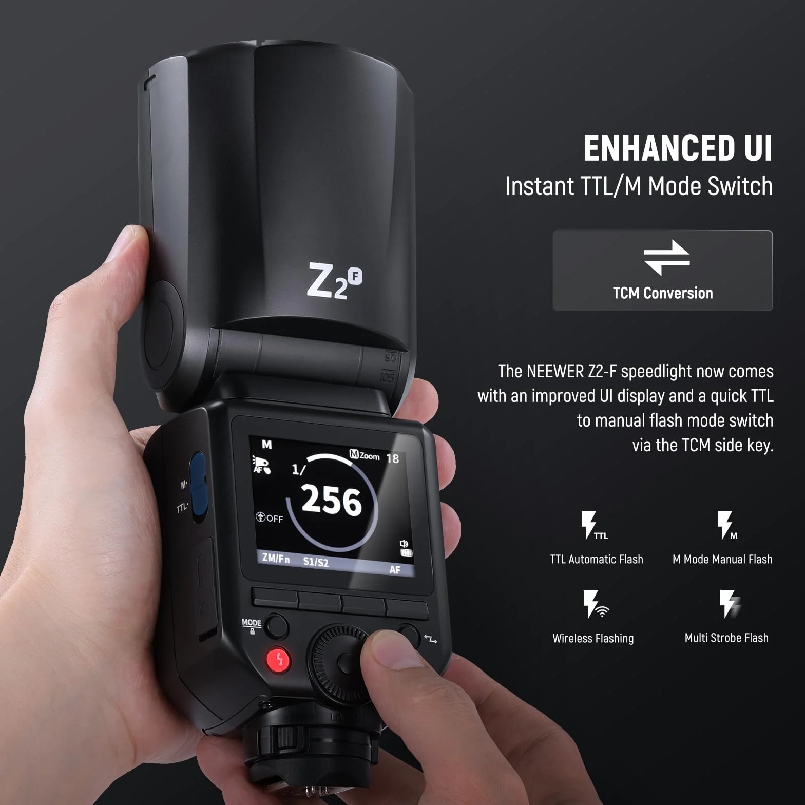 NEEWER Z2-F 2.4G TTL Camera Flash Speedlite Rotonda per Fujifilm, 76Ws HSS 1/8000s, Batteria 7.2V/3000mAh