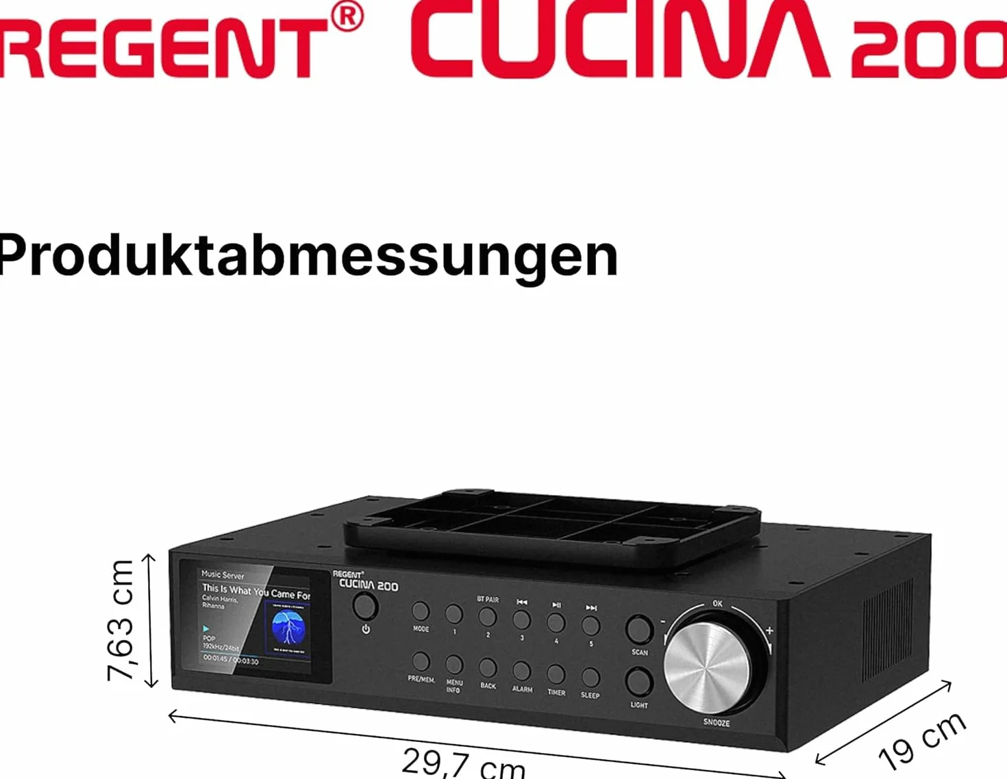 Regent Cucina 200 Radio da Cucina Sottopensile DAB Bluetooth FM/DAB+ LED Display a Colori Timer 2 Allarmi