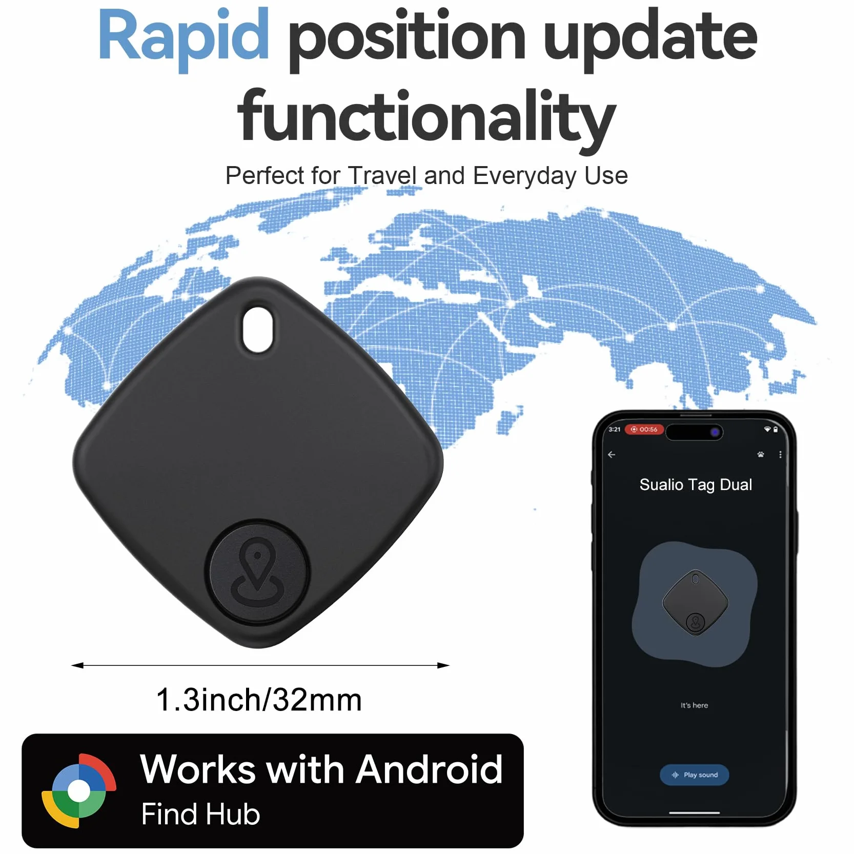 Smart Tracker Bluetooth 4 Pezzi IP67 Impermeabile Compatibile con Google Find Hub per Chiavi Bagagli Valigie (nero)