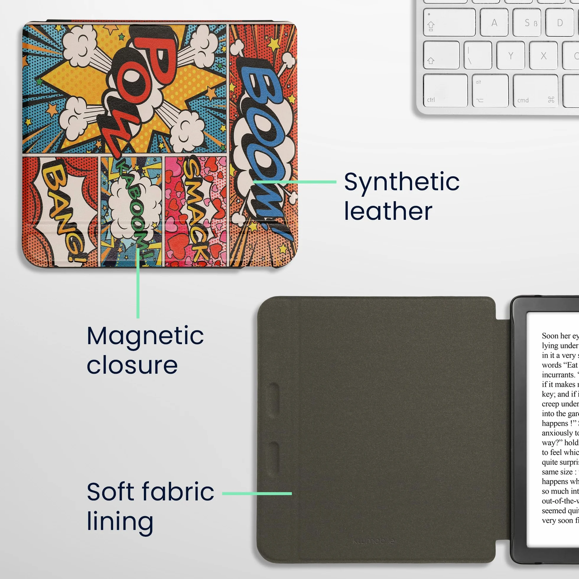 kwmobile Custodia Kobo Libra Colour Cover Flip Case multicolore Pop Art