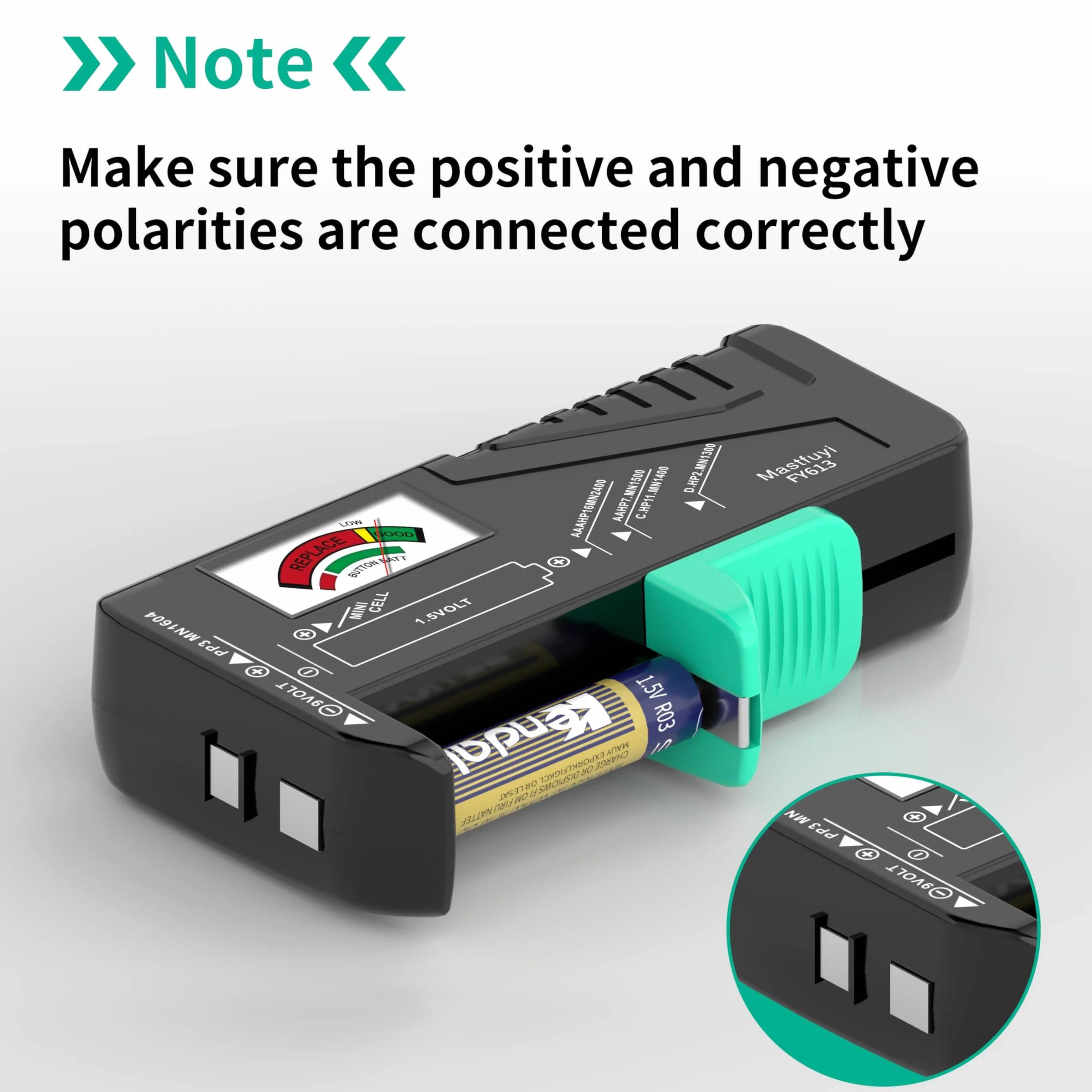 Tester Universale di Batteria 9V 1.5V AAA AA C D per Bottone