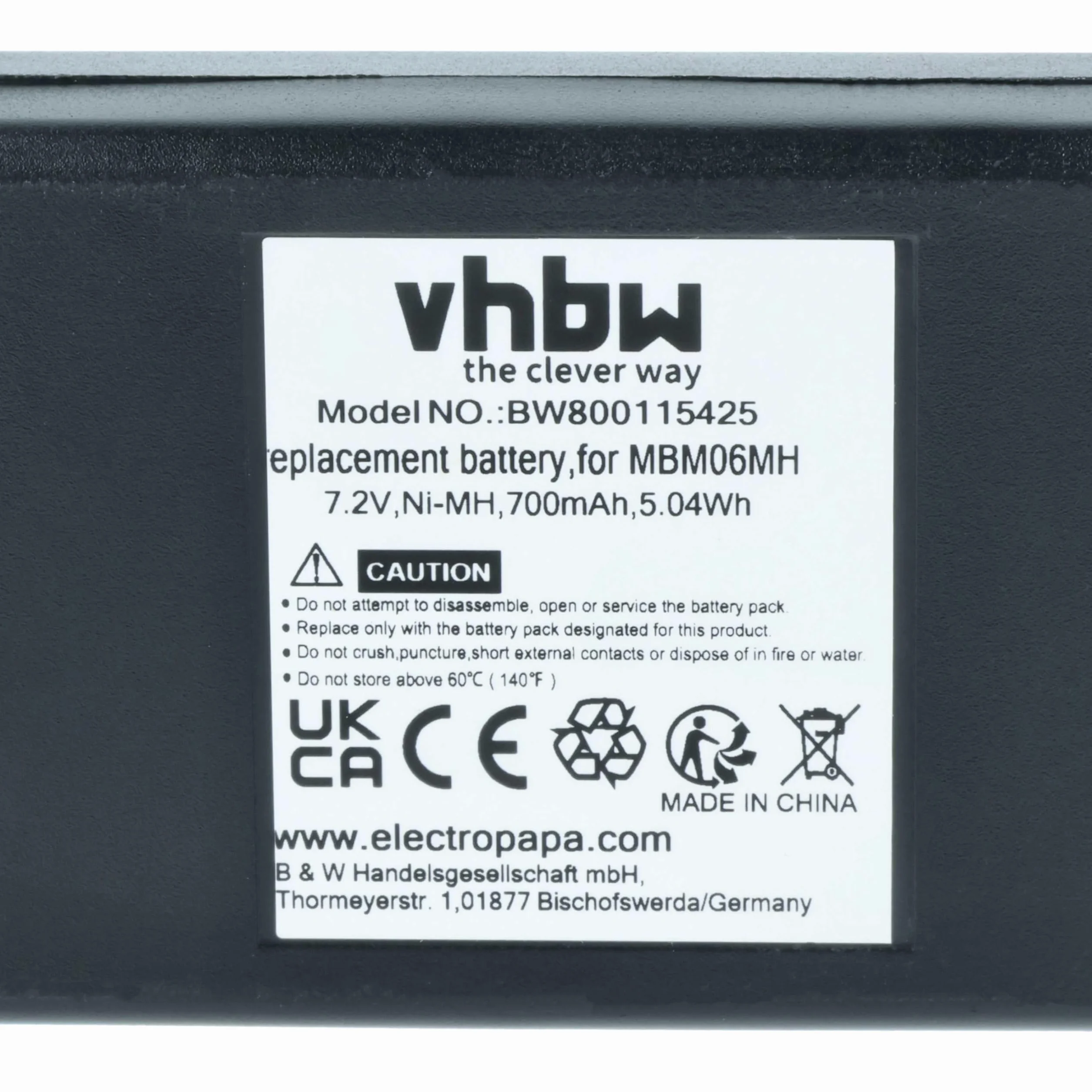Autec MBM06MH 700mAh 7,2V NiMH batteria sostituisce radiocomando industriale vhbw