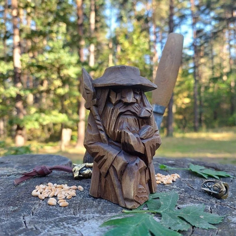 Qcwwy Statua norrena di Odino, statua vichinga di Odino, statua vichinga norrena, statuetta nordica pagana, ornamenti artistici per la decorazione di casa e ufficio (Uffrah Delnar -