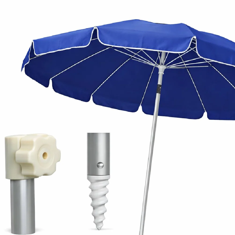 DANYX Ombrellone Mare Spiaggia 200 cm Antivento 12 Stecche Fibra di Vetro, Palo Alluminio 32 mm, UV50+ Inclinabile 45°, AirVent, Punta Trivella con Custodia
