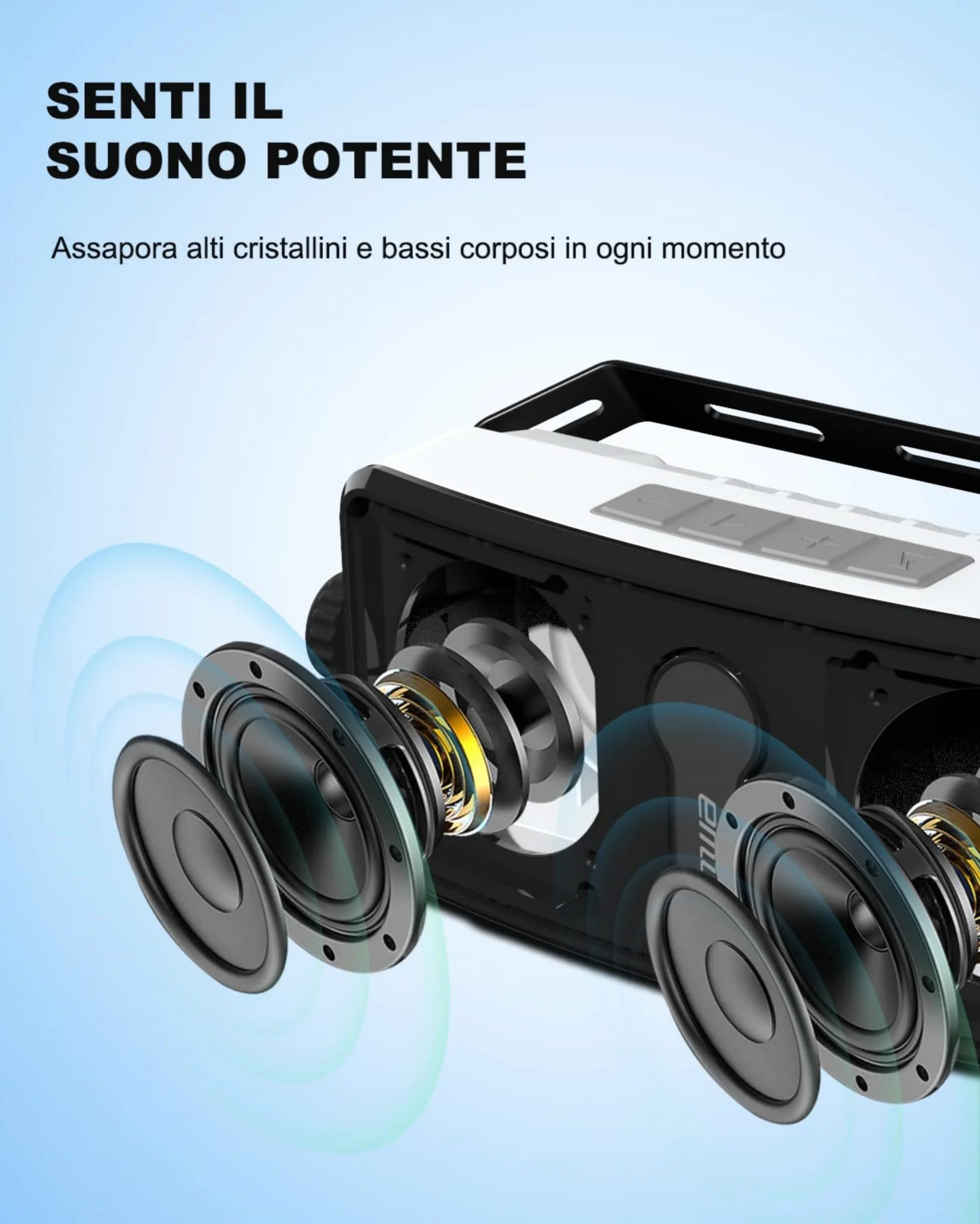 Inwa Cassa Bluetooth Esterno a Parete IPX5 17x7cm 20W Sync Speaker 2 Pezzi