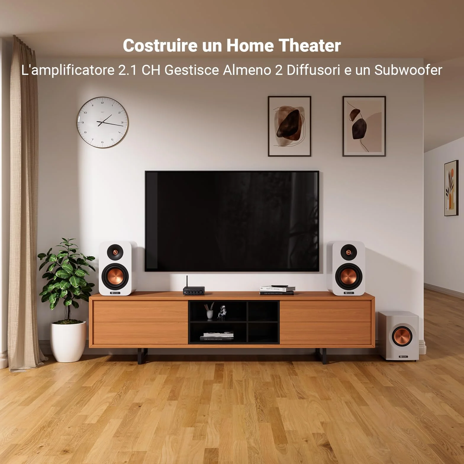 Fosi Audio BT30D Pro Amplificatore Bluetooth 2.1 Canali HiFi TDA3255 165W x2+350W Subwoofer