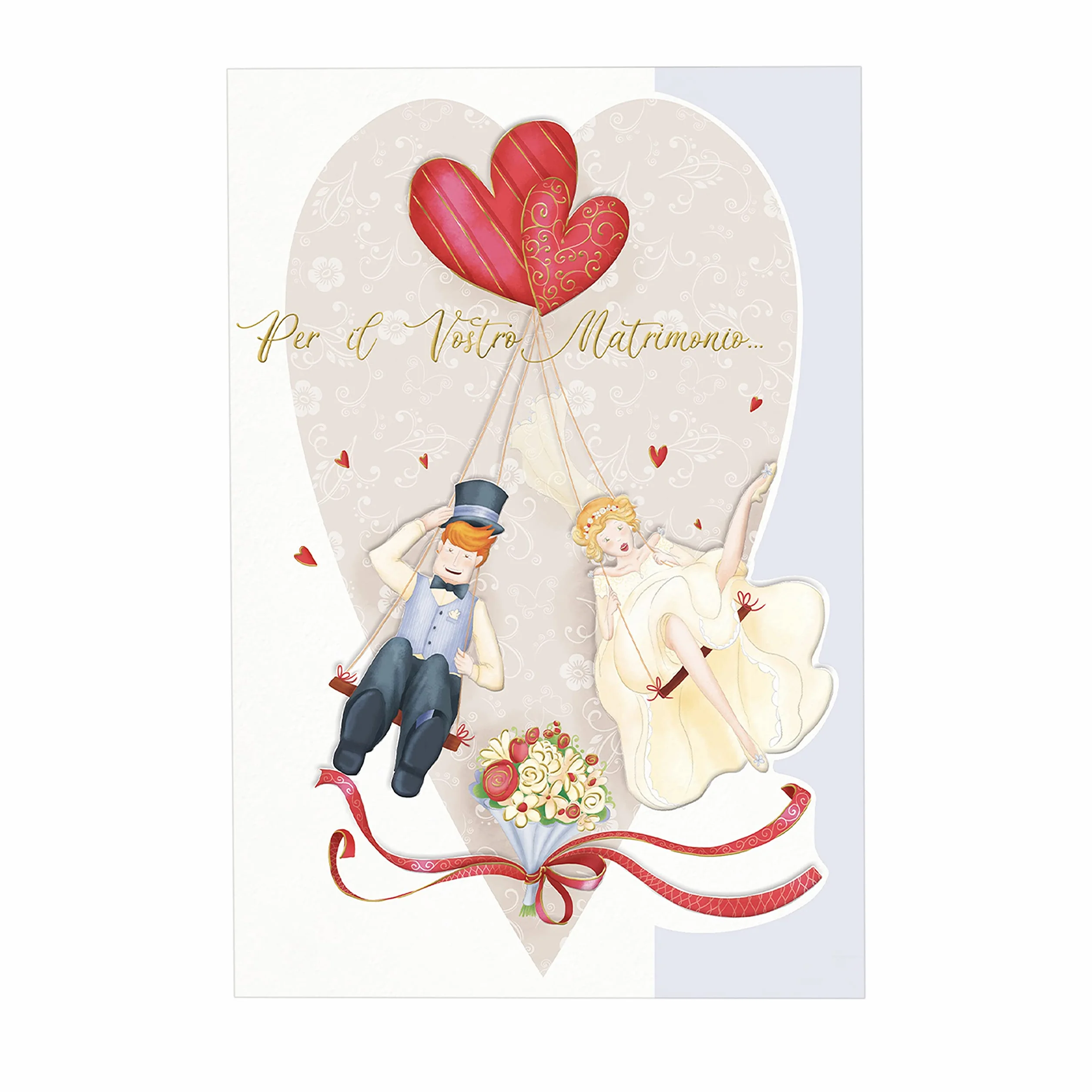 ARKRAFT Biglietto auguri matrimonio 17 x 12 cm bustina portasoldi oro rilievo M13 B