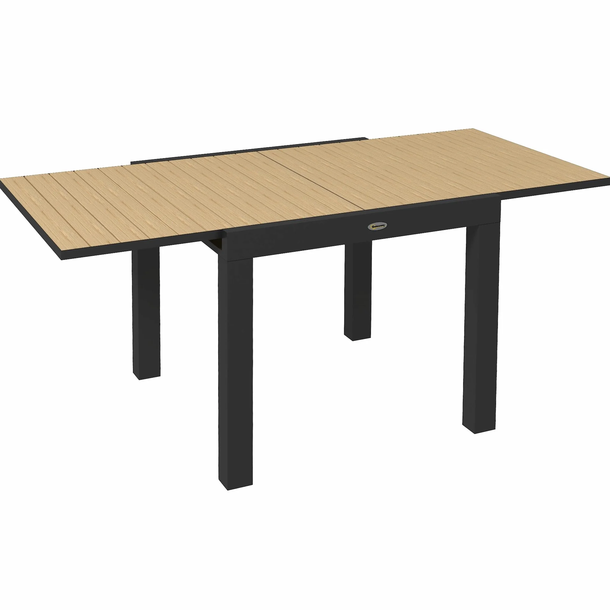 Outsunny Tavolo da Giardino Allungabile in Alluminio per 4-6 Persone, 81/162x80 cm Tavolo da Pranzo Estensibile da Esterno con Piano a Doghe, per Patio Terrazzo Balcone, Giallo