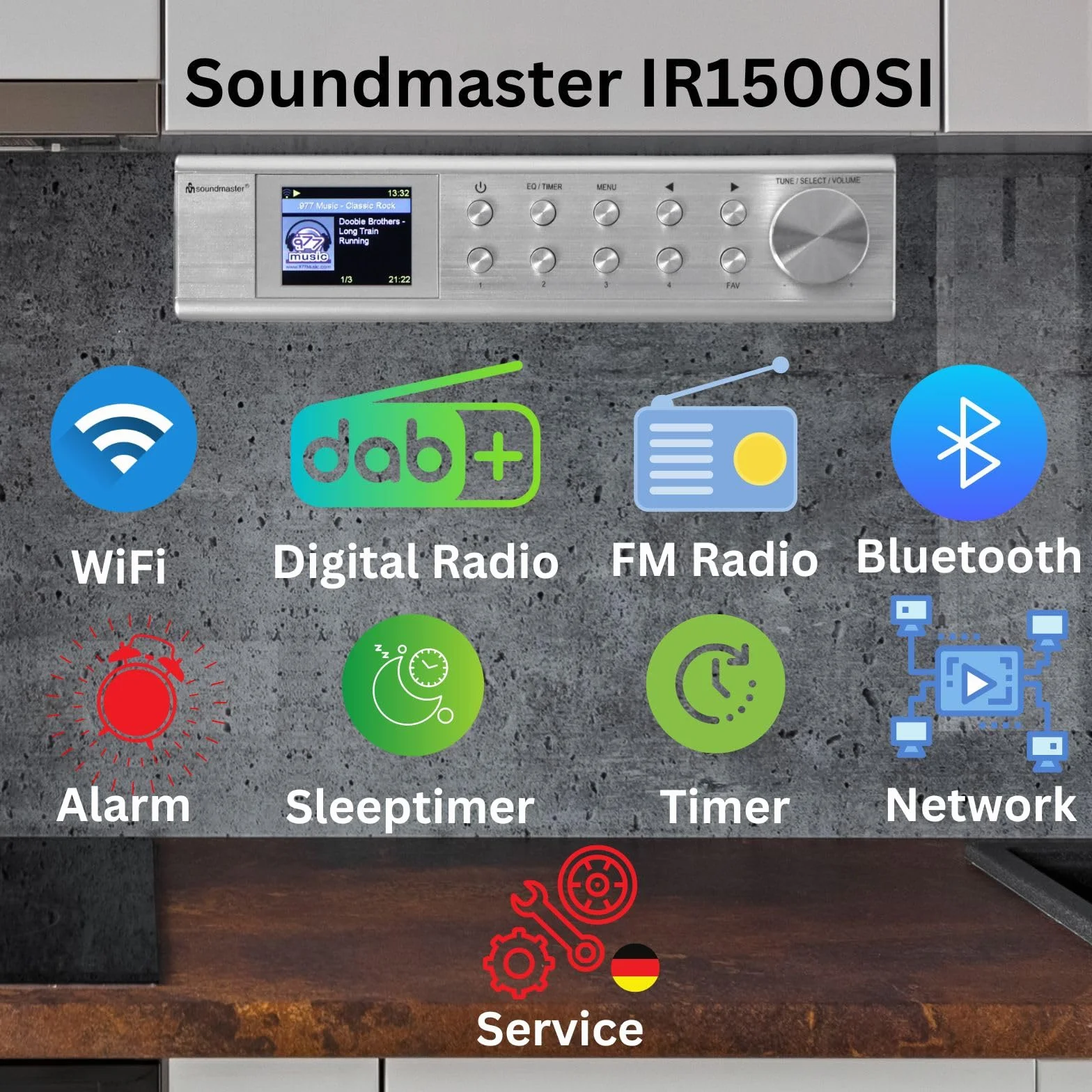 Soundmaster IR1500SI Radio da Cucina DAB+ FM-RDS Bluetooth WLAN Vivavoce Doppio Allarme Timer