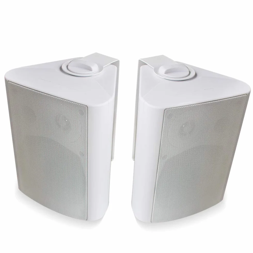 Herdio Altoparlanti da esterno cablati impermeabili 200 Watt 5,25 pollici montaggio a parete bianco (coppia)