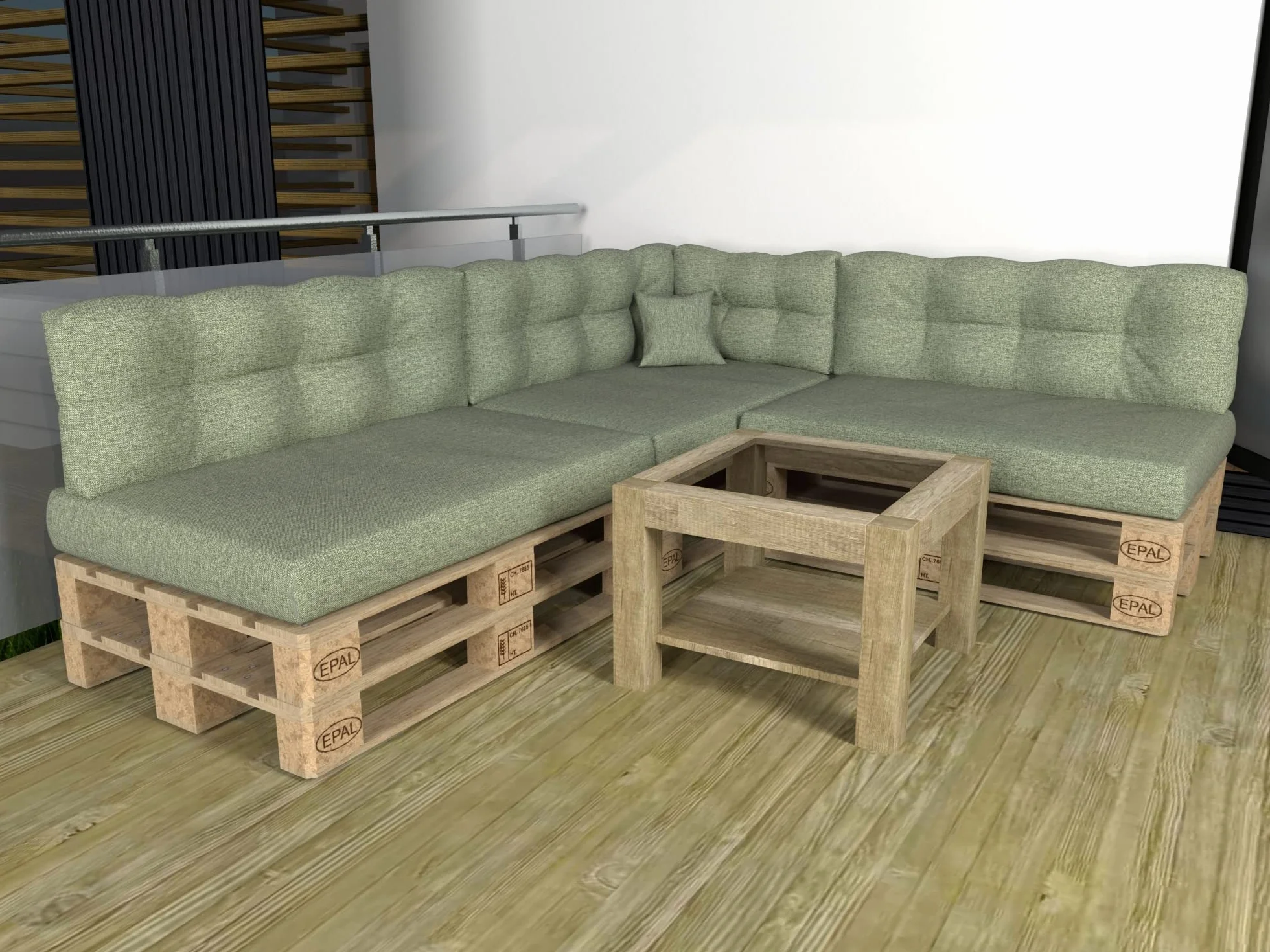 Set di Cuscini per Europallet 8 pezzi 120x80cm 120x40cm 60x40cm 40x40cm verde