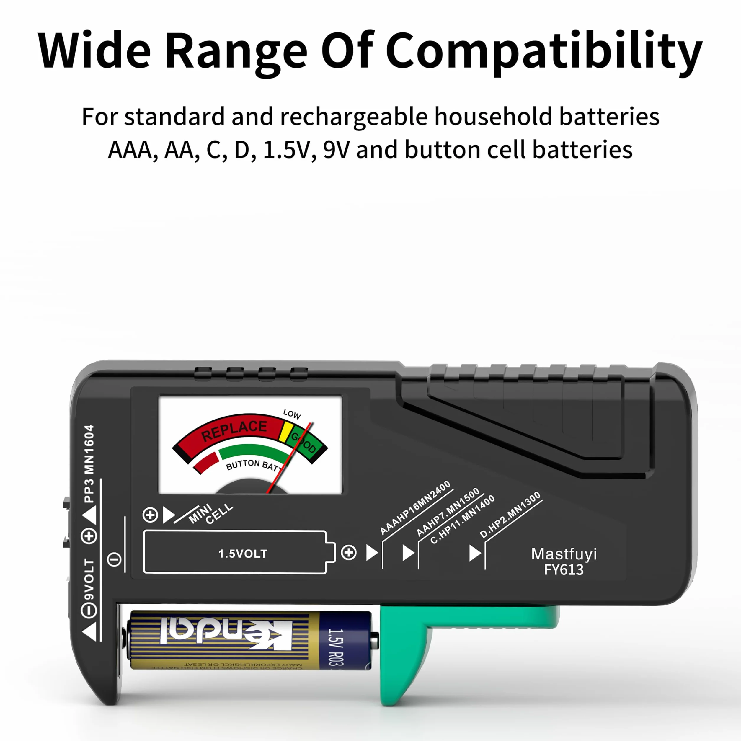 Tester Universale di Batteria 9V 1.5V AAA AA C D per Bottone
