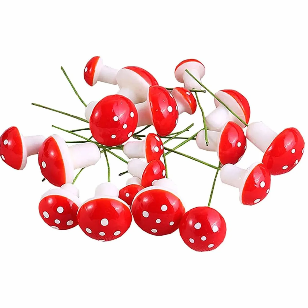YANGWEN 30 Pezzi Mini Funghi Decorativi - Funghetti in Schiuma per Giardino Fatato, Bonsai e Micro Paesaggio - Decorazioni per Piante, Acquari e DIY