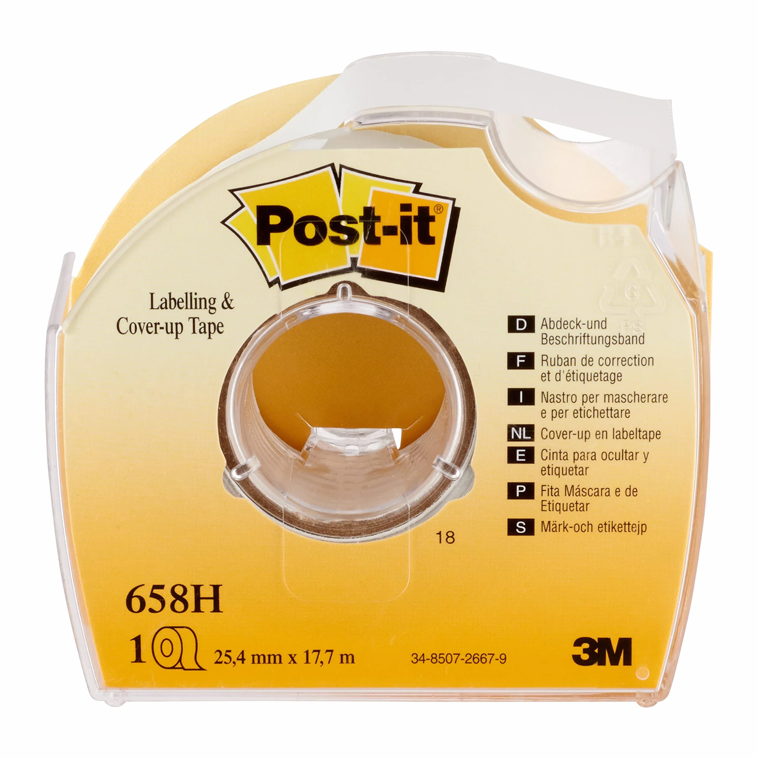 Post-it Nastro Adesivo in Carta Scrivibile Bianco Rimovibile Rotolo 25 mm x 17,7 m