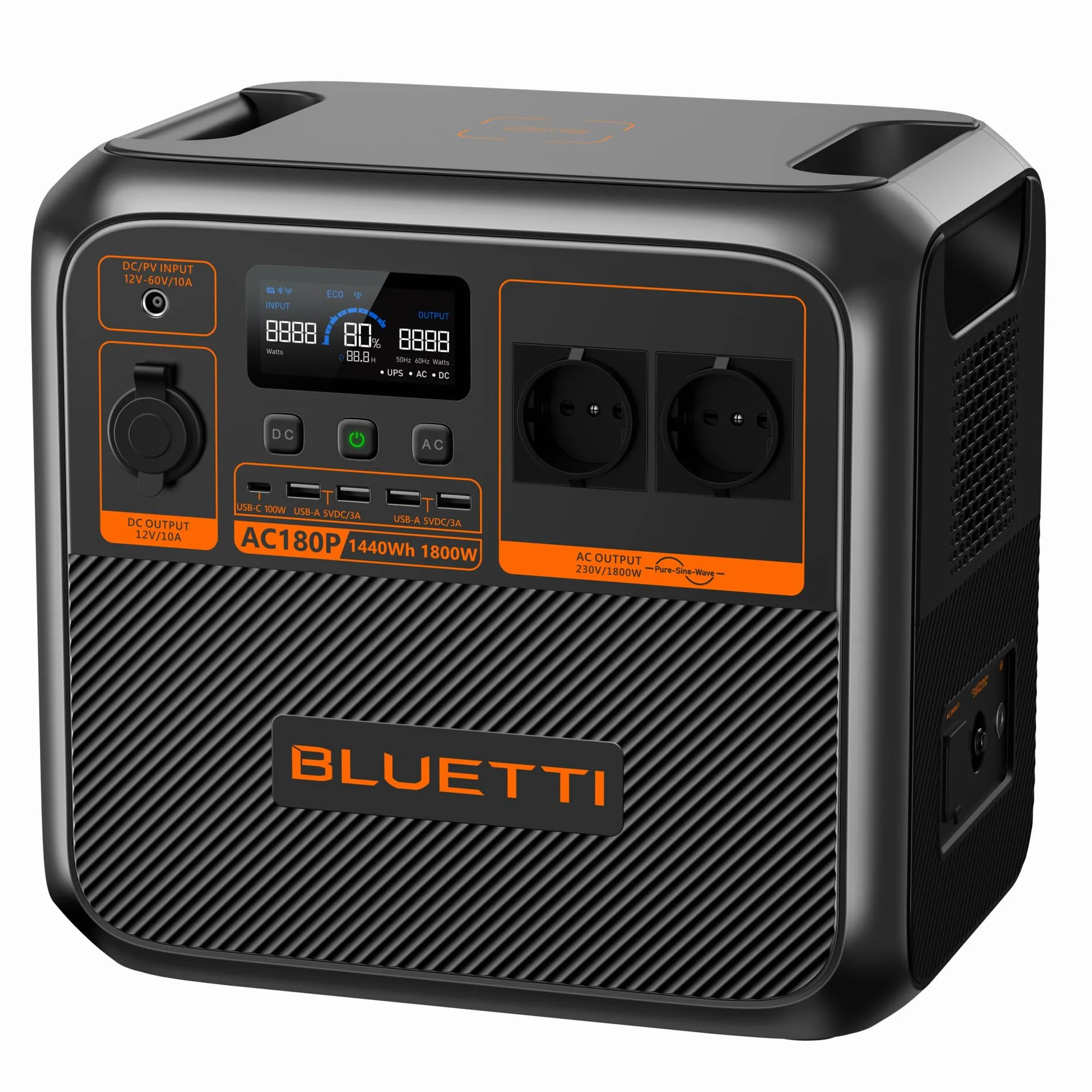 BLUETTI Portable Power Station AC180P, capacità 1800 Wh, 2000 W (4800 W picco), uscita AC, generatore di corrente affidabile per uso esterno