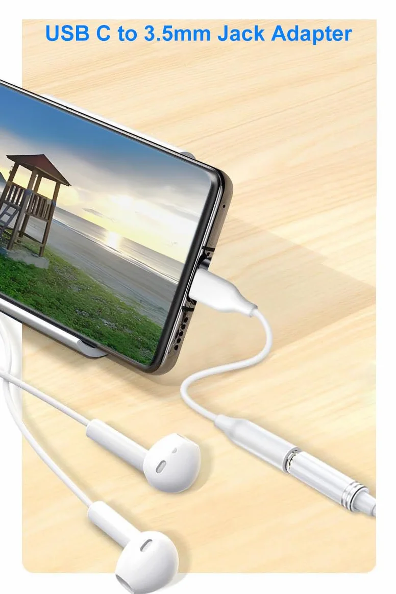Adattatore USB C a Jack 3.5 mm per Cuffie, Compatibile con iPhone 17/16/15, Samsung Galaxy S25 S24 S23, Google Pixel, Bianco