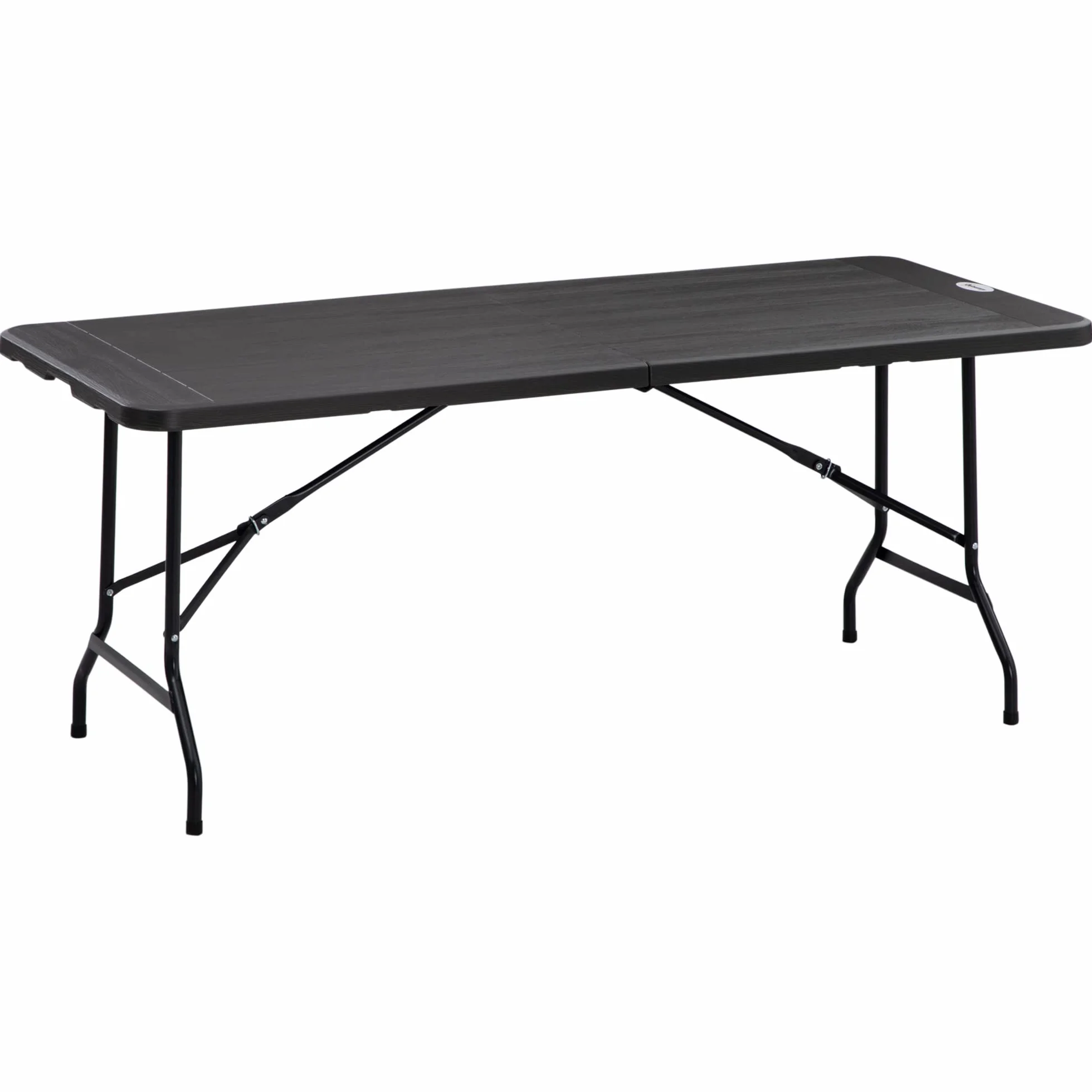 Outsunny Tavolo da Giardino Pieghevole Rettangolare per 6 Persone in Acciaio e HDPE, 180x75.5x73cm, Grigio Scuro