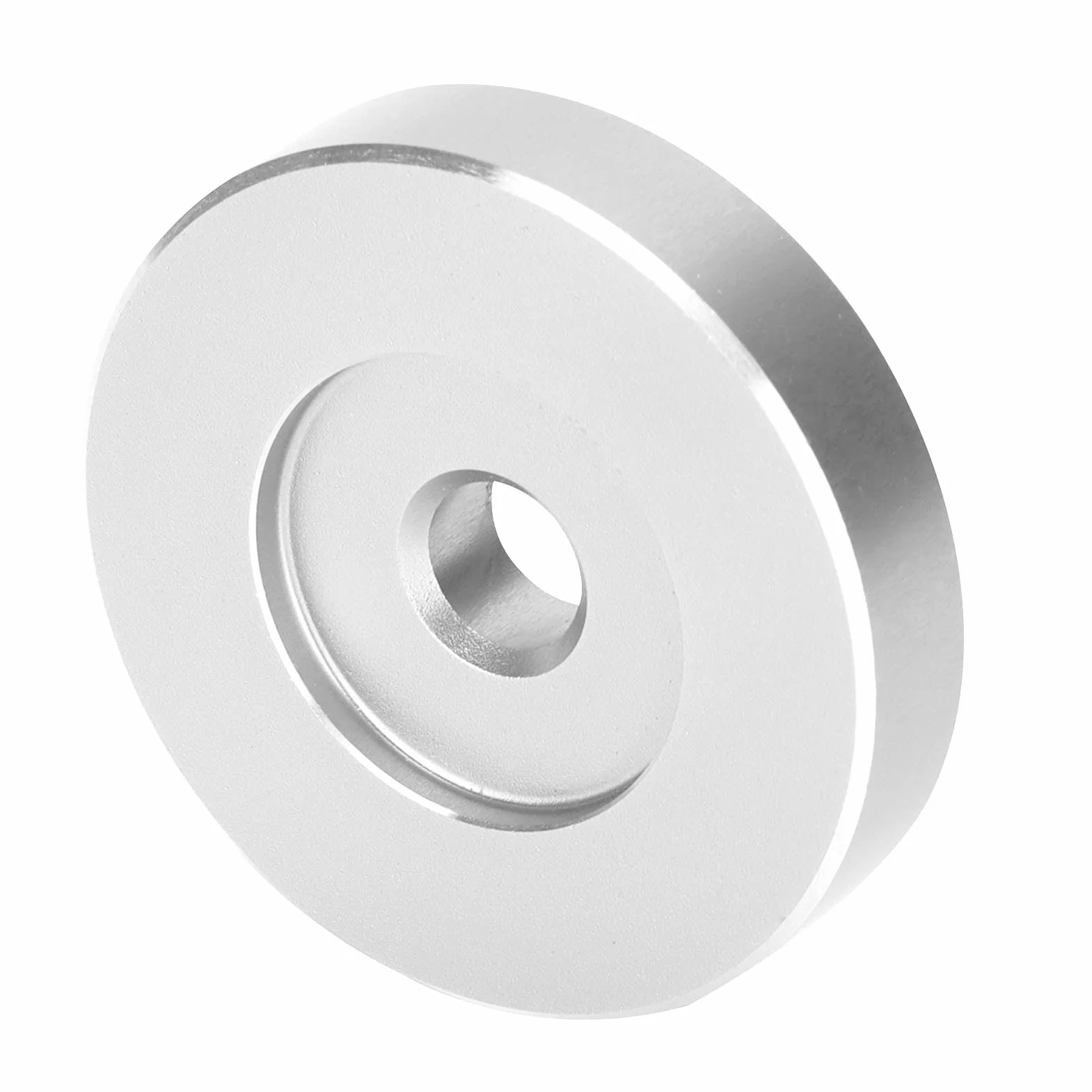 Adattatore per 45 Giri/min, Morsetto per Dischi con Foro Grande 38mm x 8mm Alluminio per Giradischi 7 Pollici (Silver)