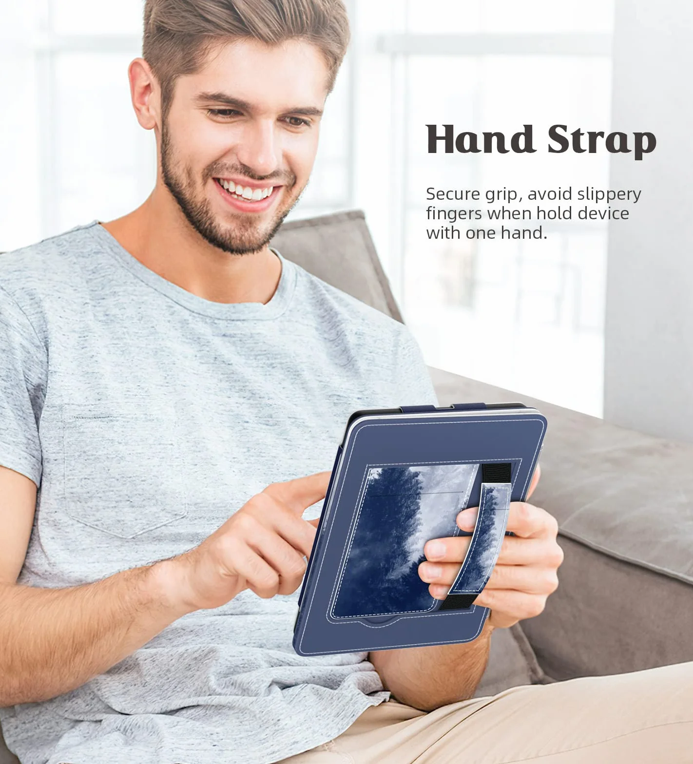 MoKo Custodia Compatibile con 7" Kindle Paperwhite 12th/11th Generazione 2024/2021, Magnete Riattivazione e Standby, Supporto Verticale, Cinturino per Presa, Foresta Grigia