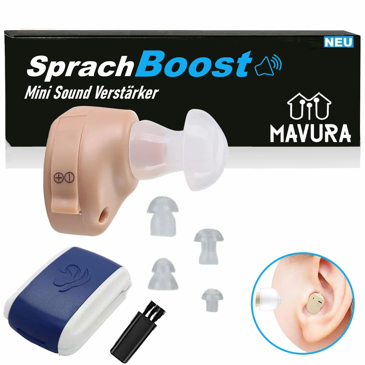SprachBoost Mini amplificatore per apparecchi acustici invisibile a batteria