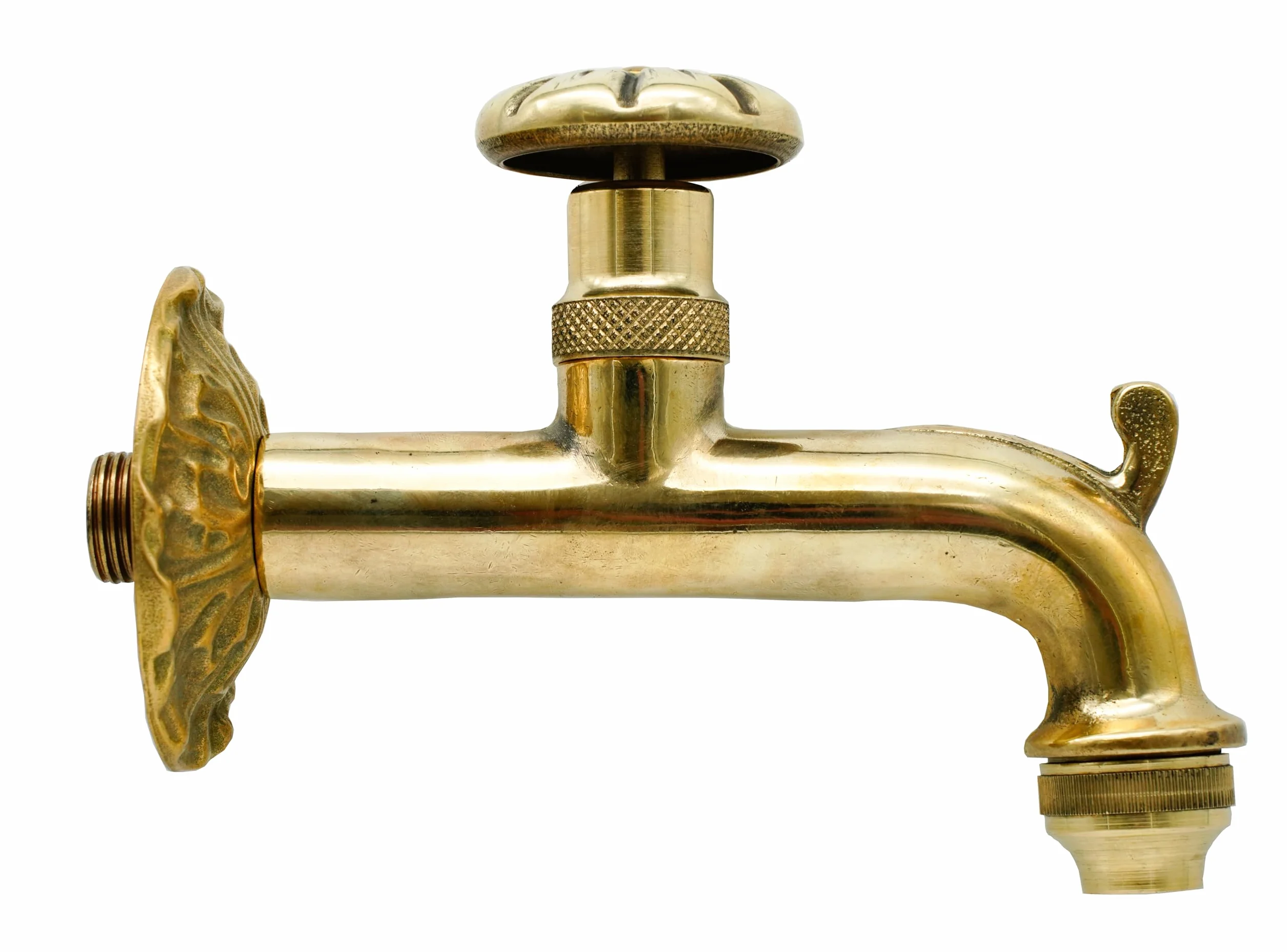 L'ARTISTICA F.LLI PERINCIOLI | Rubinetto Tipo "Impero" a Vitone con Rosone e Portagomma Attacco 1/2" M, Rubinetto in Ottone per Fontane a Colonna o Muro, 124x145mm