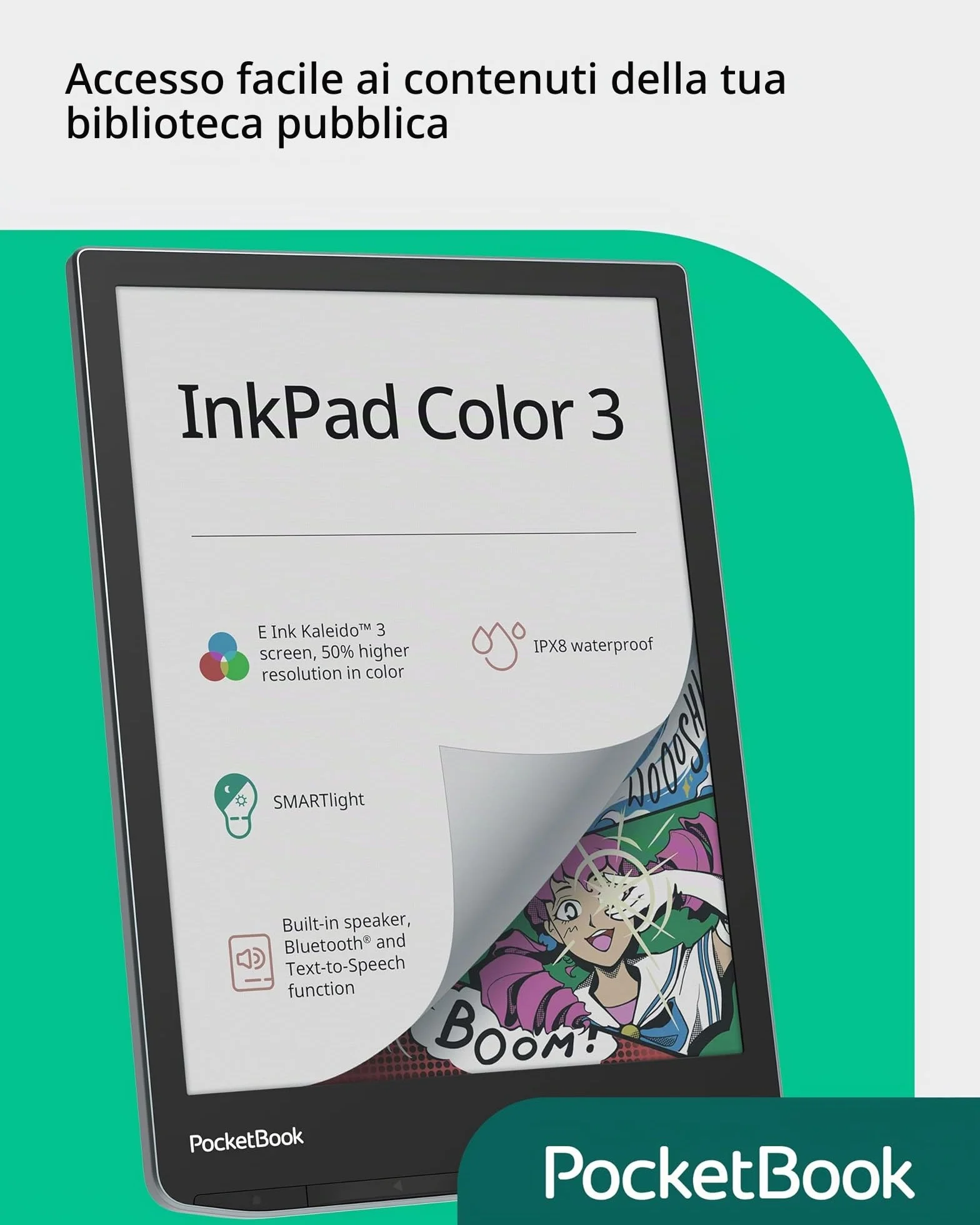 Pocketbook InkPad Color 3 eReader 8" 32 GB Grigio Bluetooth