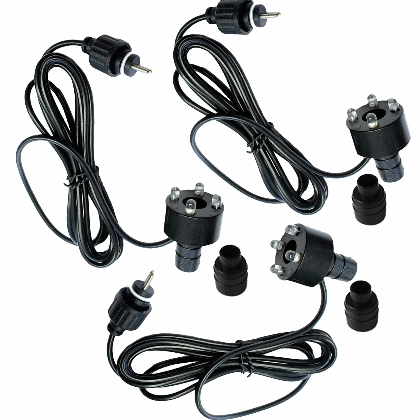 Illuminazione ad anello con LED, per fontane, 2 metri di cavo. In un set di tre