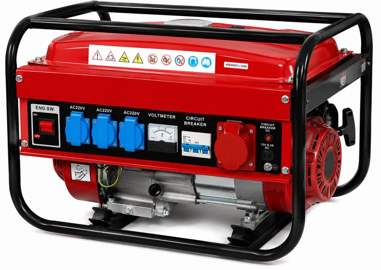 SVE Generatore elettrico a benzina 15 l, 5500 W, 230/380 V, 4 prese (2500 W, trifase, 3000 W, monofase), motore a 4 tempi
