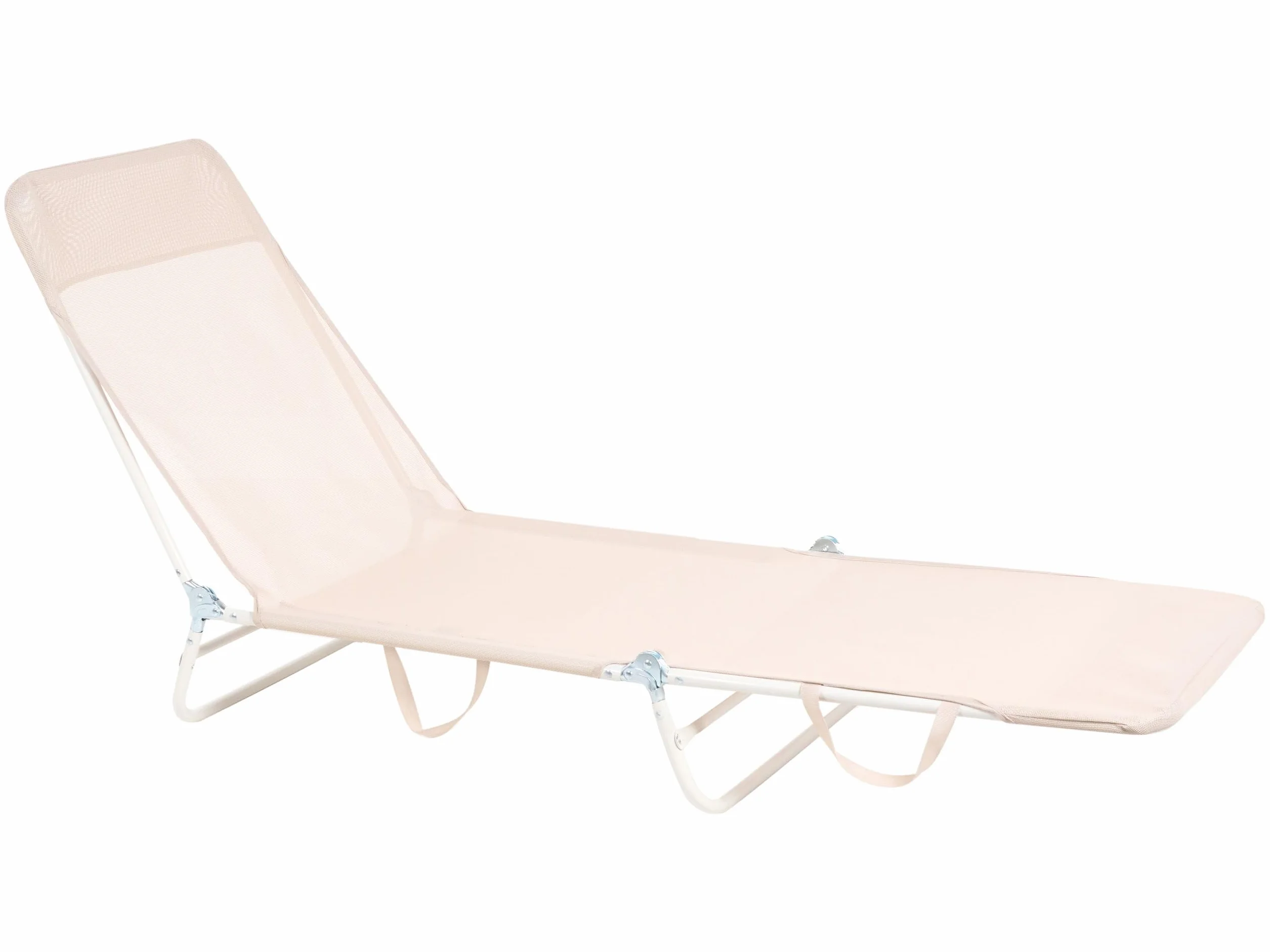 Beliani Sdraio da giardino pieghevole con seduta in rete e telaio in acciaio con maniglia resistente alle intemperie beige