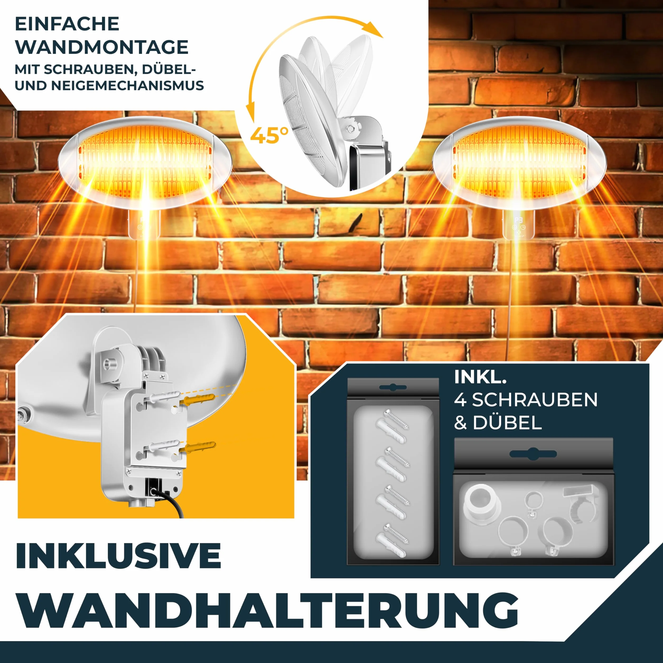 KESSER® Radiatore a Infrarossi 2000W con WIFI e Telecomando 360° Girevole, IPX4