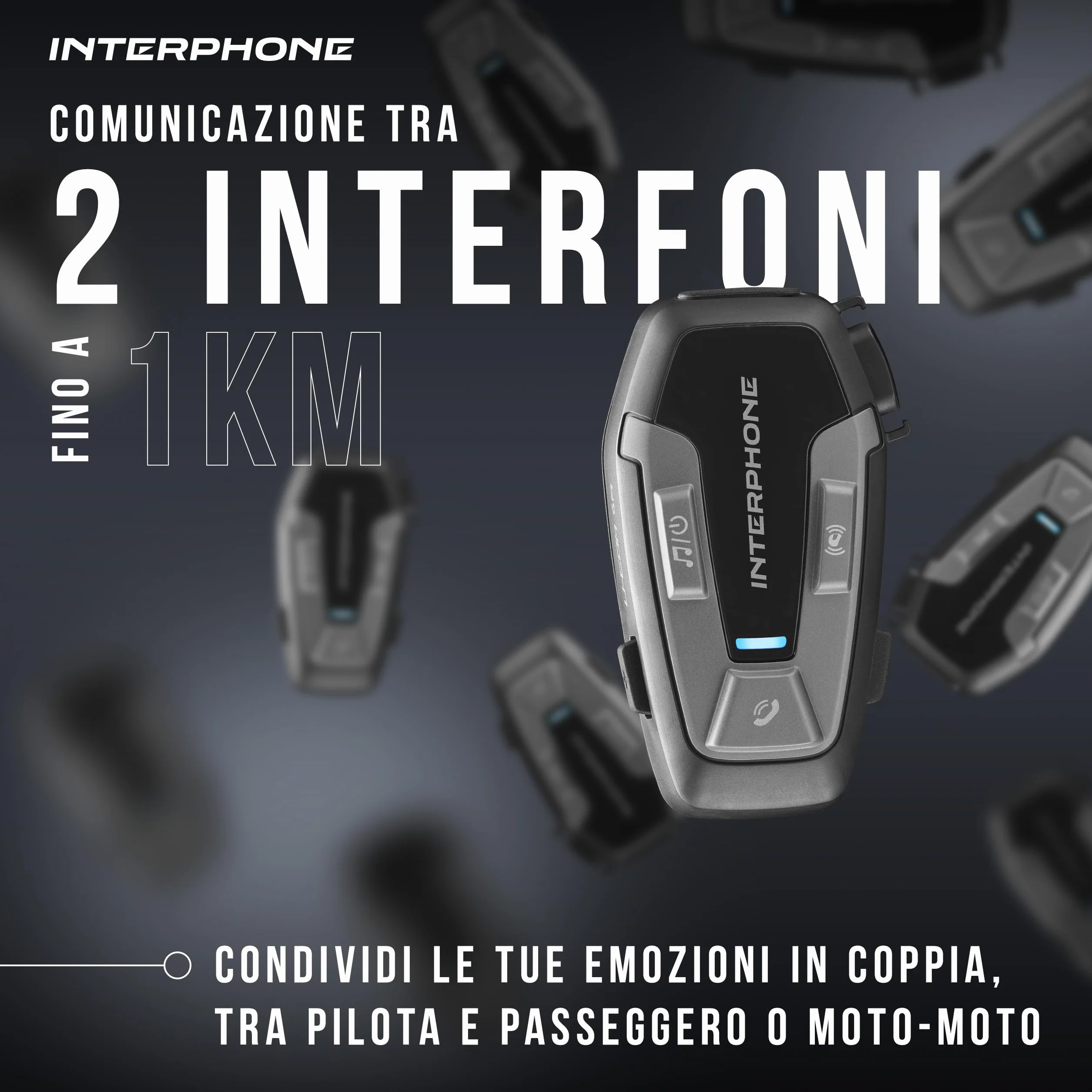 INTERPHONE U-Com6R Interfono Moto Bluetooth 5.2 Rimovibile Batteria 15 ore Autonomia 1 Km Compatibile TFT GPS Impermeabile Speaker 32mm