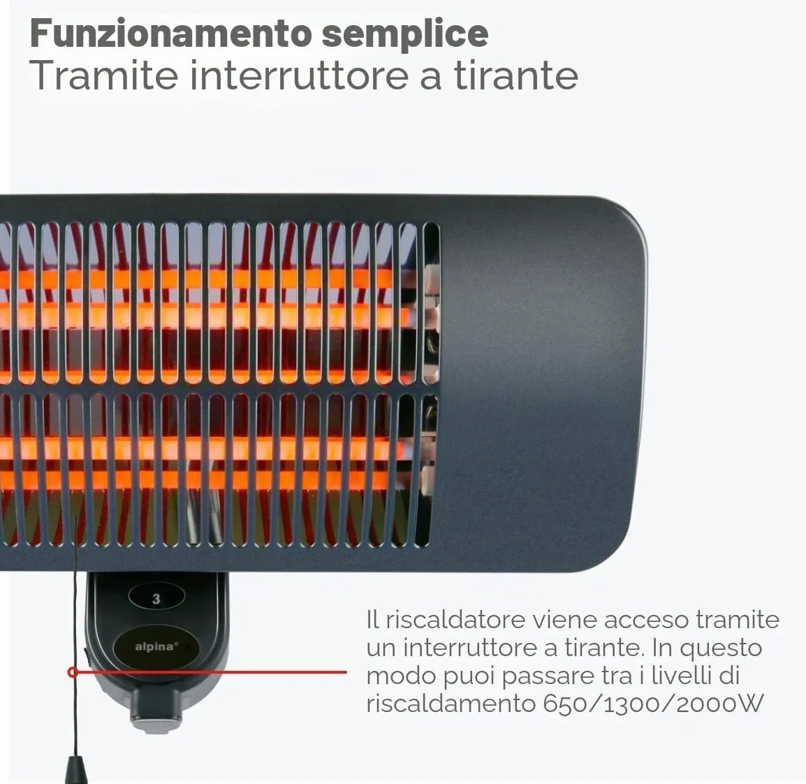 Alpina Riscaldamento a infrarossi da parete 2000 W IP34