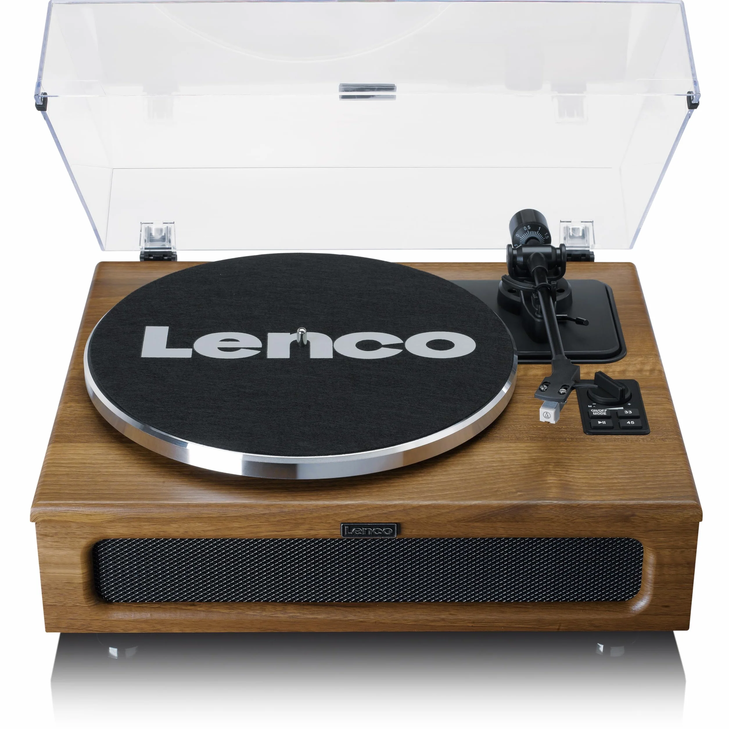 Lenco LS-410 Giradischi Bluetooth z głośnikiem 40W RMS, wzmacniaczem, RCA, AUX-in, drewniany brązowy