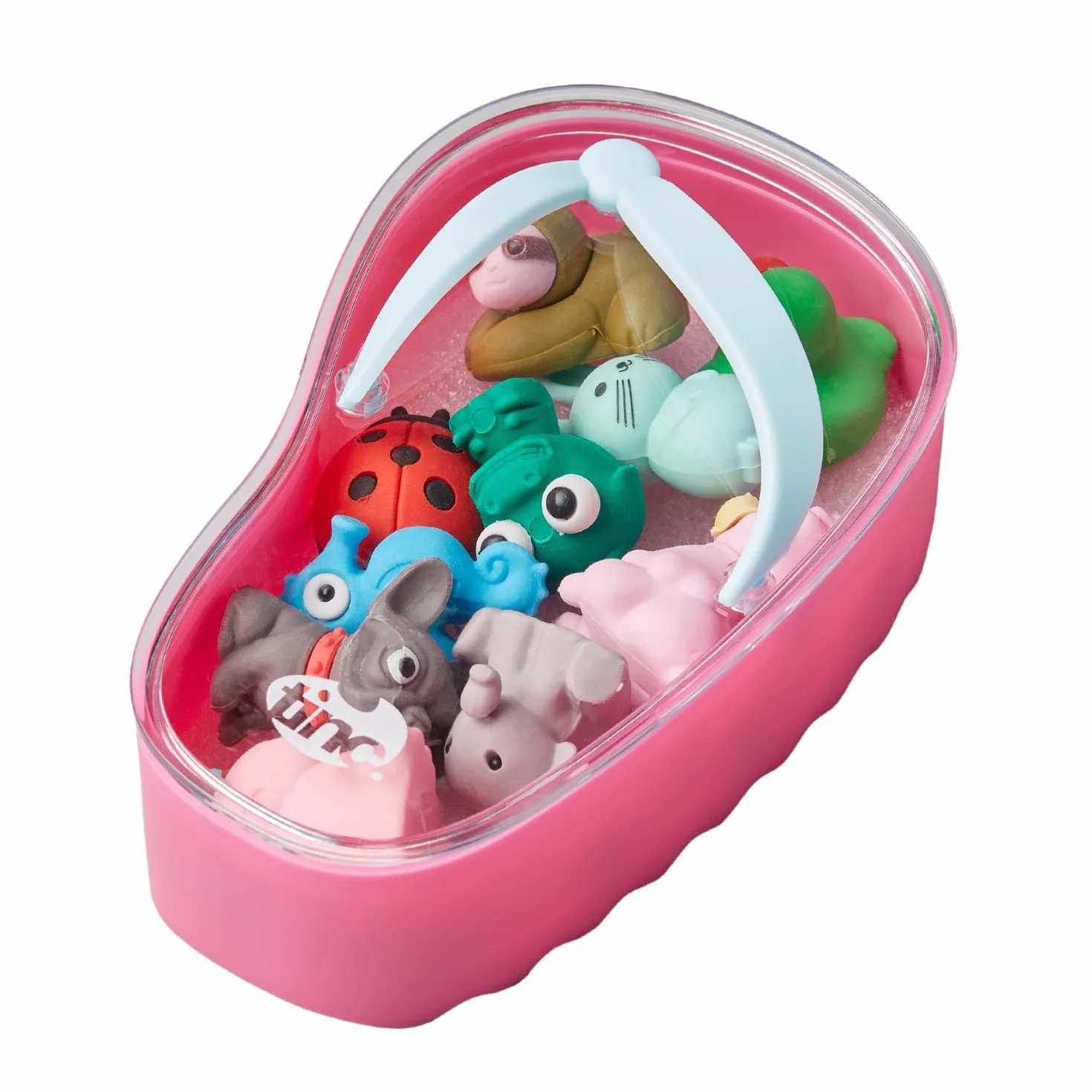 Tinc Gomme Infradito Rosa Set Figurine Animali Multicolori Cancelleria Creativa Confezione 10