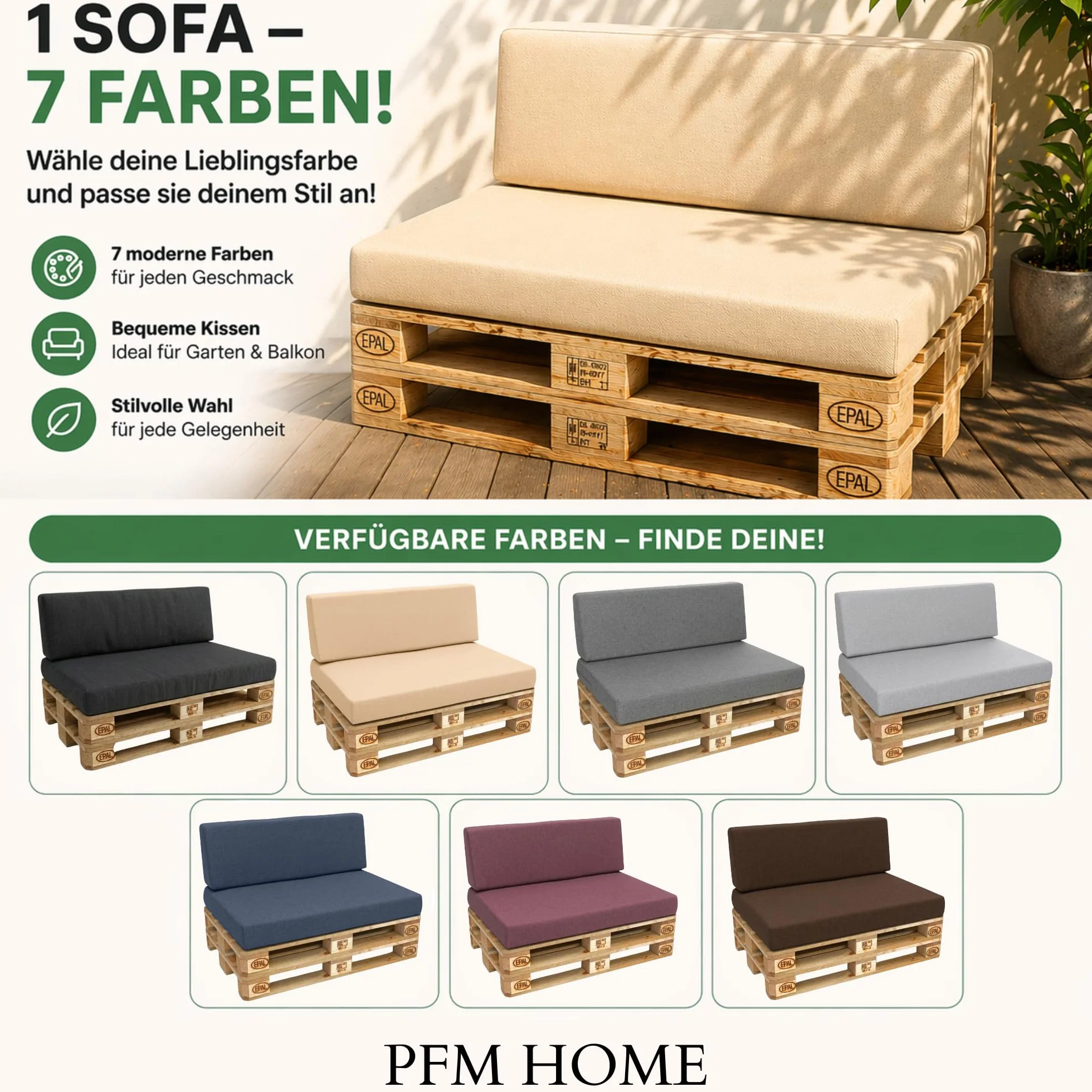 Cuscino per pallet impermeabile set 8 divani pallet europei con rivestimento rimovibile