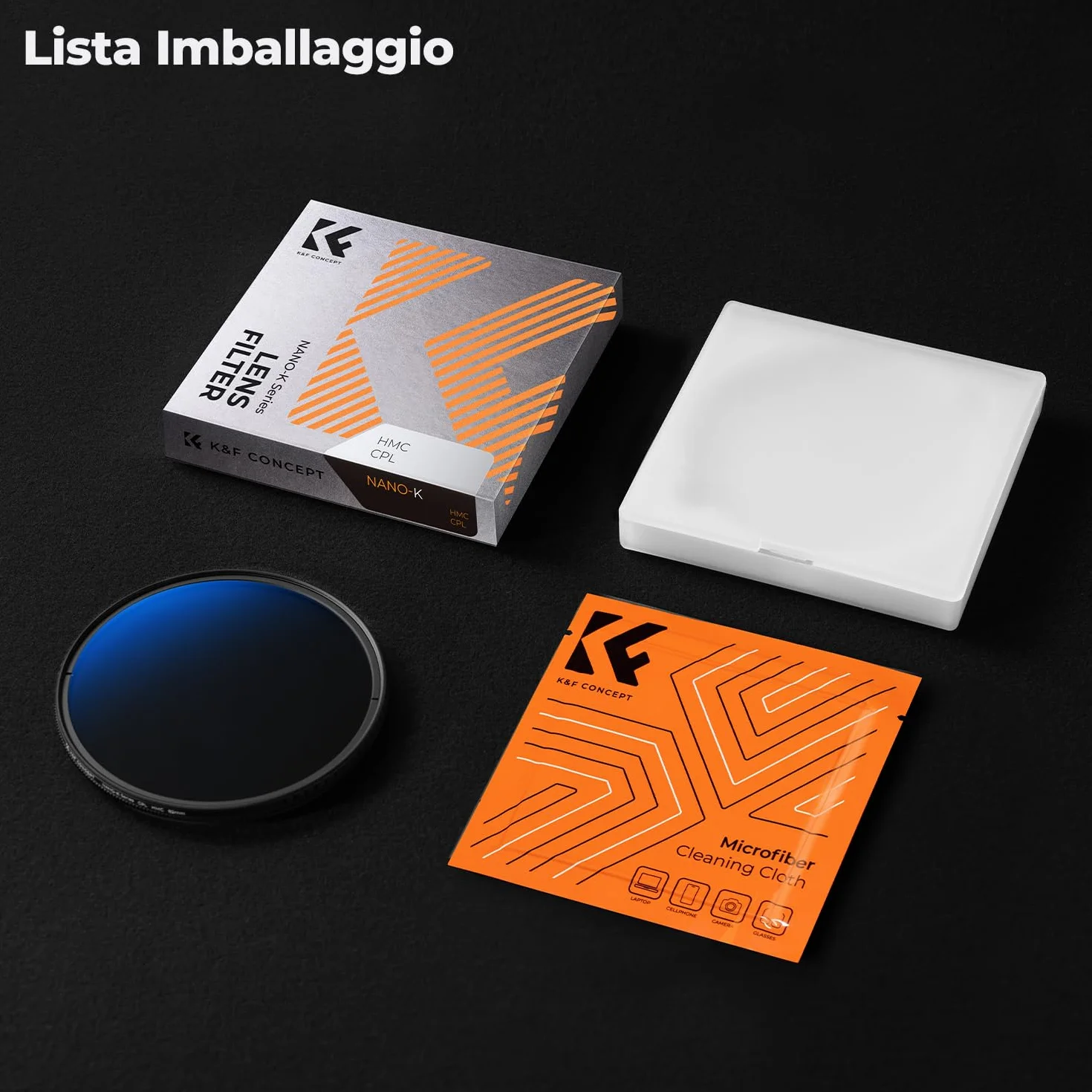 K&F CONCEPT Filtro Polarizzatore Circolare CPL Vetro Ottico Nano-Rivestimento 62mm