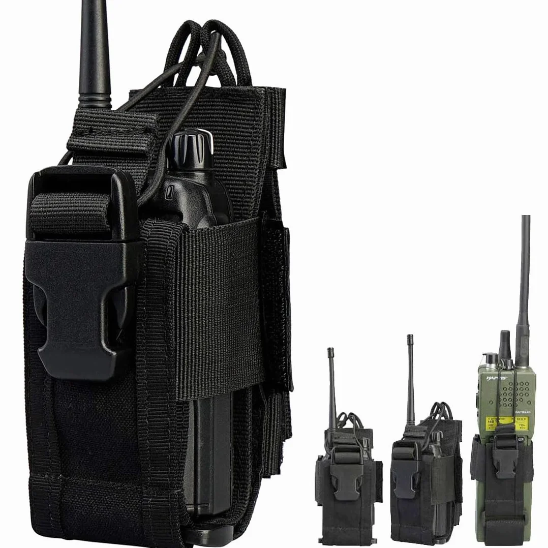 Molle Tactical Radio Pouch Holster, Adjustable Waist Belt for Walkie Talkie, Police Military Radio Holder