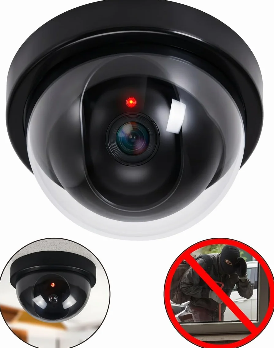 O&W Security Dome Kamera fikcyjna z diodą LED czerwona migająca montaż sufit ściana