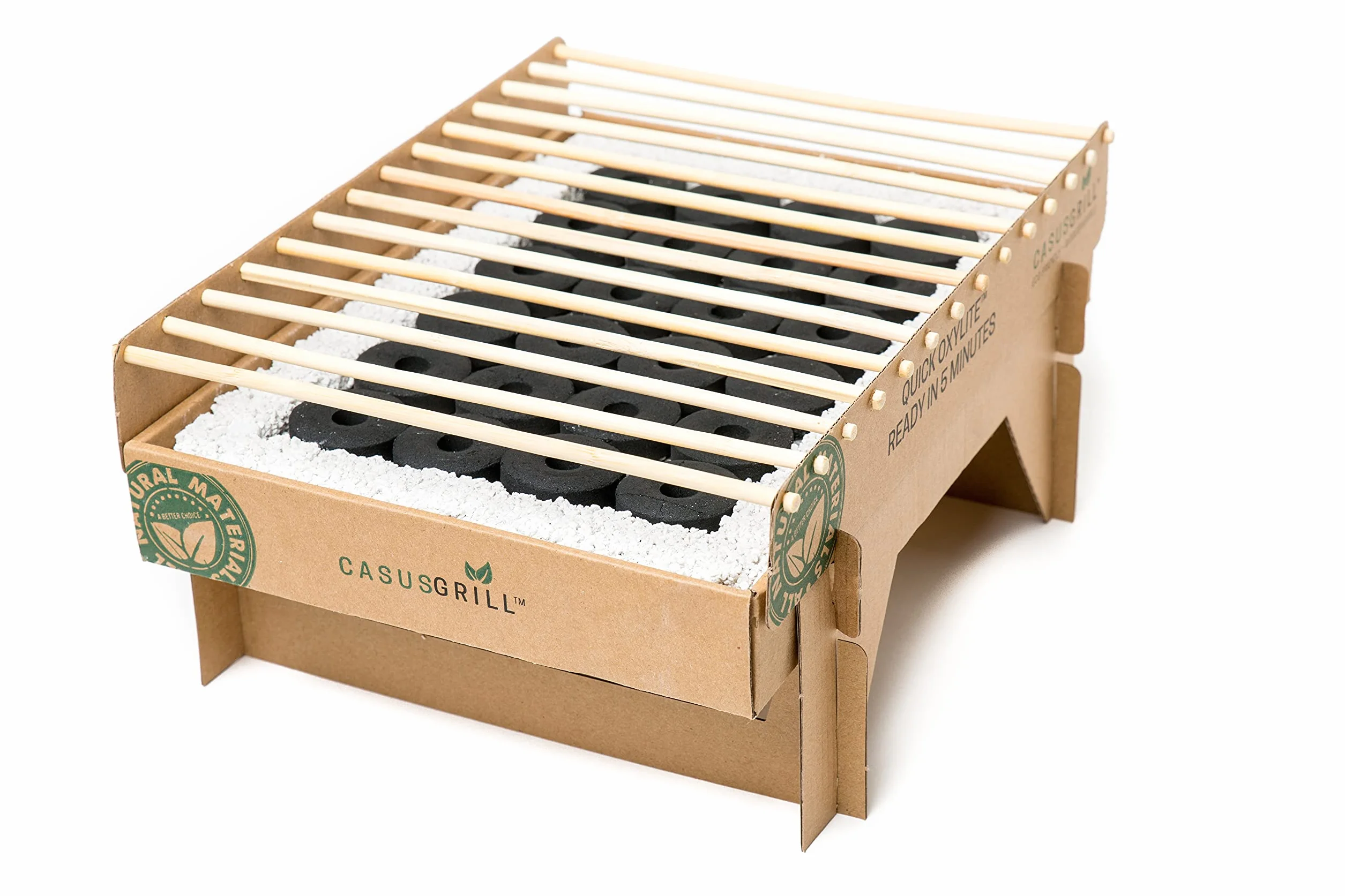 CASUSGRILL Griglia usa e getta ecologica, materiali naturali, pronta all'uso in 5 minuti, utilizzabile per oltre 1 ora, meno emissioni di CO2 (2)