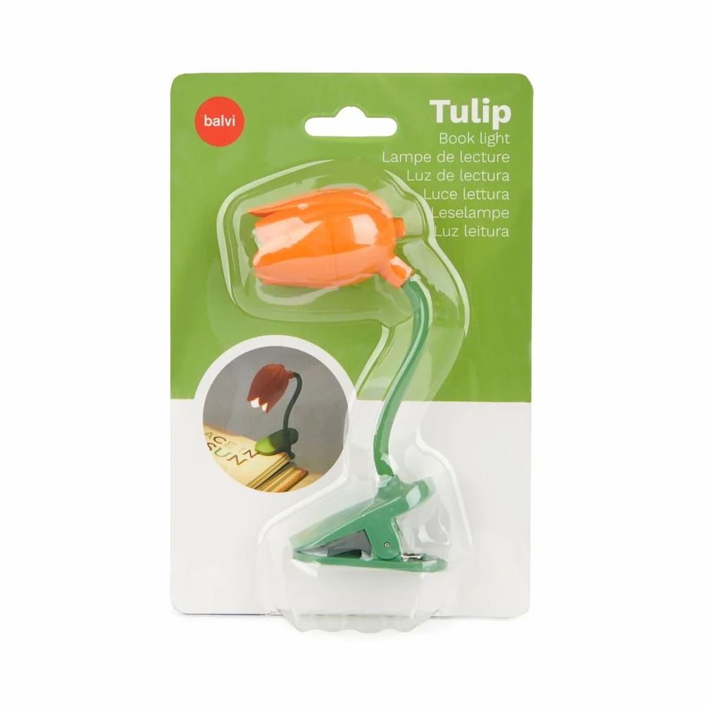 Balvi Lampada Flessibile con Clip a Forma di Tulipano Arancia per Lettura