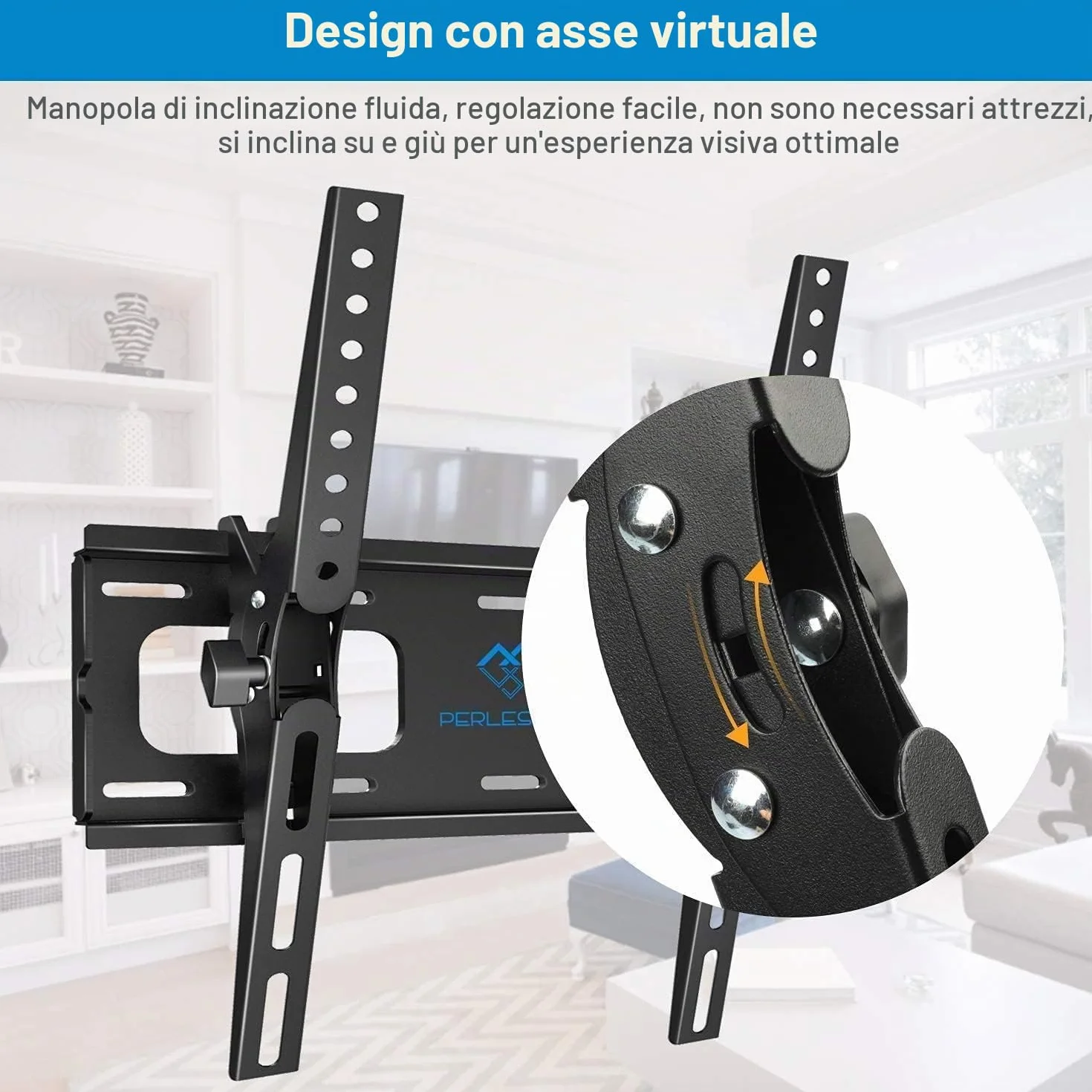 PERLESMITH Supporto TV Parete Inclinabile 26-65 Pollici 60 kg VESA 400x400 mm